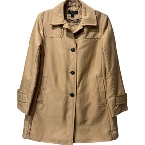 St.‎ John Collection Tan Swing Trench Coat Quilted Satin Lining Classic Luxury S